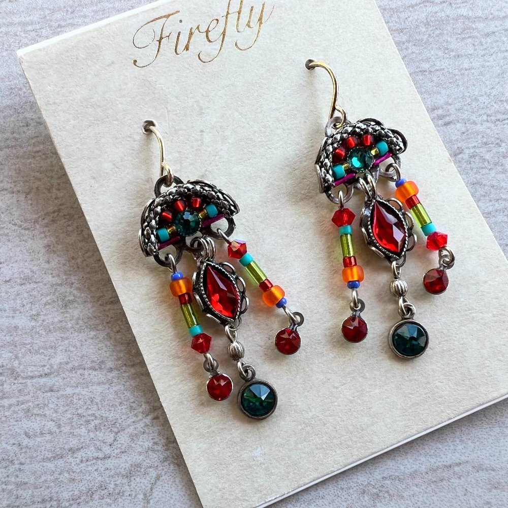 NWT Colorful Firefly Dangle  Boho Chandelier Earrings